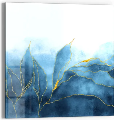 Produktbild von DEQORI Glasbild Echtglas 50x50 cm 'Blauer Wasserfarbverlauf' Wandbild Bild modern Deko