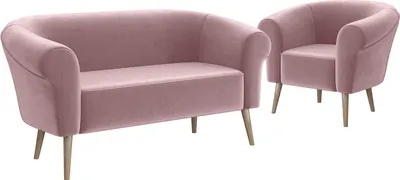 Produktbild von MEBLINI Mini Sofa Set 2-1 für Wohnzimmer - Mini Lounge für drei Personen - Küchensofa - Sofa Klein - Sitzgarnitur - Polstergarnitur - Sofagarnituren - EMILIA - 2+1 - Rosa Samt