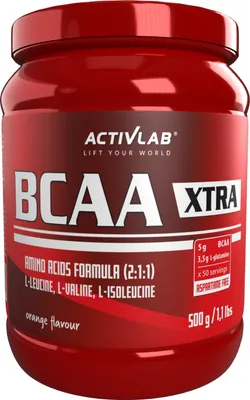 Image de Activlab BCAA Xtra 500g, L-Leucine, L-Isoleucine, L-Valine, L-Glutamine - Orange