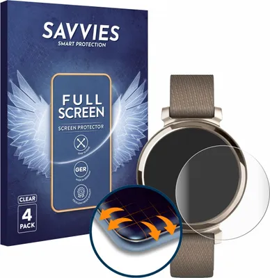 Produktbild von 4x Savvies Fullscreen Schutzfolie für Garmin Lily 2 Displayschutz Folie Fullcover Klar Transparent