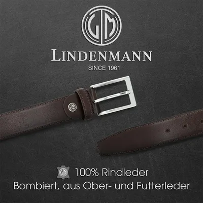 Produktbild von LINDENMANN Ledergürtel Herren, dunkelbraun 35 mm Vollrindleder, Größe / Size:Bundweite 95 cm Gesamtlänge 110 cm W 37.4 L