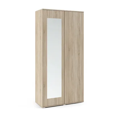 Produktbild von Garderoben-Set "CLEO", Moderner Kleiderschrank mit Polsterplatten und Schuhschrank – Ideal für Flur und Eingangsbereich (Sonoma Eiche, Trinity 16)
