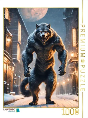 Produktbild von CALVENDO Puzzle Werwolf auf der Pirsch bei Vollmond | 1000 Teile Lege-Größe 64x48cm Foto-Puzzle für glückliche Stunden