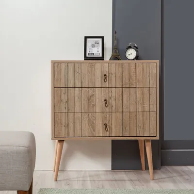 Obrázek produktu pro Skye Decor, Trio - 728, komoda, dub Sonoma, 100 % melaminovaná dřevotříska, 80 x 40 x 90 cm