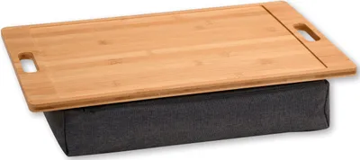 Immagine prodotto di Vassoio per ginocchia KESPER in bambù , con base flessibile per cuscini, ideale per divano, letto e viaggio, dimensioni: 45 x 31 x 8 cm, modello 77622