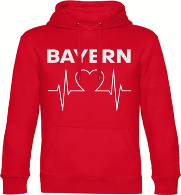 Produktbild von multifanshop Kapuzen Sweatshirt - Bayern - Herzschlag, rot, Größe XXL