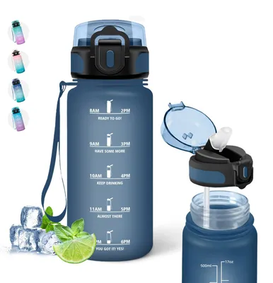 Productafbeelding van 500 ml Kinderdrinkfles met Rietje en Motivatie Tijdschema