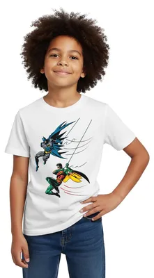 Produktbild von Spreadshirt DC Comics Batman And Robin Kinder T-Shirt, 98/104 (3-4 Jahre), Weiß