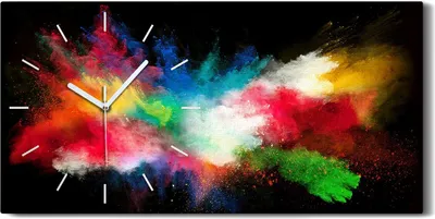 Produktbild von Wanduhr Bürouhr Leinwand Bild Geräuschlos Kunstdruck 60x30 Abstrakte Kunst Bunt - weiße Hände