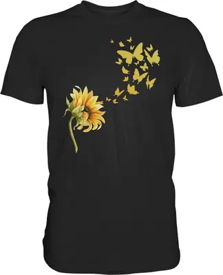 Produktbild von Schmetterling Sonnenblumen T-Shirt Garten Motiv Gärtner Geschenk Sommer – Black / S