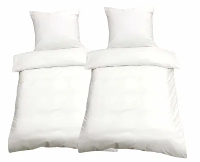 Produktbild von 4 tlg Mikrofaser Bettwäsche 135x200 Weiß Uni Einfarbig Bettbezug Garnitur Set