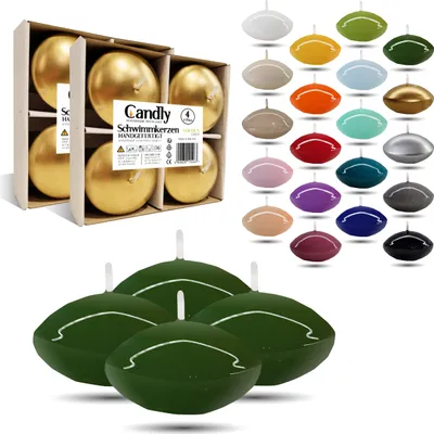 Obrázok produktu pre CANDLY HANDMADE© 4x veľké plávajúce sviečky Premium Ø 70 mm | Valentín, Veľká noc, Vianoce, dekorácie, sviečky, sviečky pre ženy (olivovo zelená)