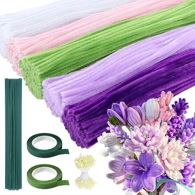 Productafbeelding van 500 Stuks Pijpjes voor Creatieve Bloemknutselprojecten in 5 Kleuren