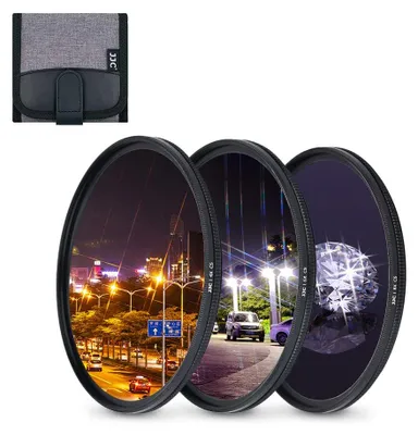 Produktbild von JJC 3 Stück 67 mm Sternfilter (4 Punkte, 6 Punkte, 8 Punkte) mit Schutz filtertasche für Canon Nikon Pentax Olympus Samsung Sony Fujifilm DSLR Kameras Objektiv Filter