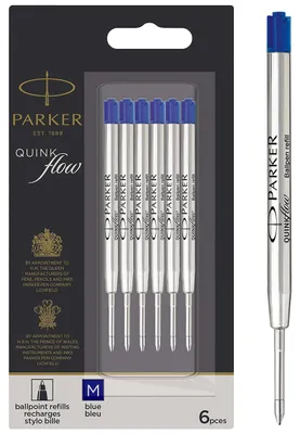 Produktbild von Parker Kugelschreiber Nachfüllungen, Medium Point, Blau, 6 Stück