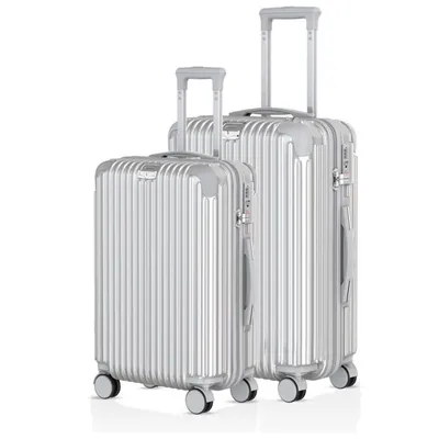 Image de Voyagoux® - Ensemble de voyage M/L - Valises - 2 pièces - Valise de voyage à roulettes - Argent - Serrure TSA