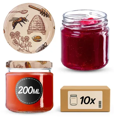 Zdjęcie produktu dla Słoiki KADAX, pojemność 200 ml, 10 sztuk, średnica 66 mm + zakrętki "Ul"