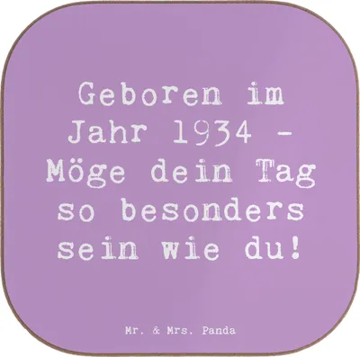 Produktbild von Mr. & Mrs. Panda Untersetzer für Gläser Spruch 1934 Geburtstag - Lavendeltraum - Geschenk, liebevolle Geburtstagsbotschaft, Tischuntersetzer, Geburtstagsgeschenk, Coaster