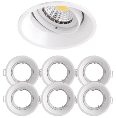 Produktbild von 6x Einbaurahmen Mattes Weiß 827W Ø75 mm für Leuchtmittel GU10 | MR16 IP20