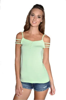 Produktbild von Damen Spaghettiträger-Top Bluse mit V-Ausschnitt; Pistazie/S/M