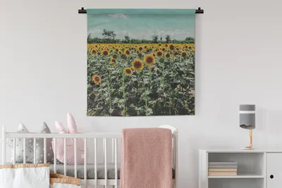 Produktbild von MuchoWow® Wandteppich Wandbehang Blumen - Sonnenblumen - Italien 90x90 cm Tapisserie Dekoration Wandtuch - Wandaufhänger