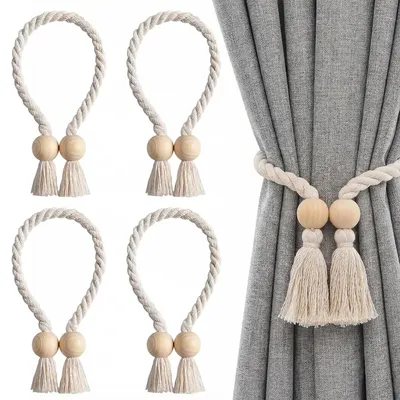 Magnetische Gardinenhalter, 4 Stück, beige, 60 cm