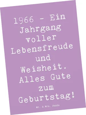 Produktbild von Mr. & Mrs. Panda Postkarte Spruch 1966 Geburtstag - Lavendeltraum - Geschenk, Weisheit, Ansichtskarte, Postkarten, bedeutende Momente, Geburtstagsgeschenk, Fotokarte