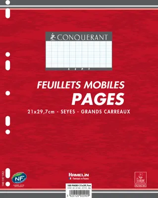 Image de CONQUERANT SEPT Feuillets pour classeurs à anneaux, 210 x 297 mm