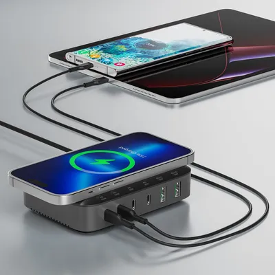 Immagine prodotto di 4Smarts Stazione di ricarica 7W1 100W con ricarica wireless Nero/Grigio/Nero-Grigio 540571