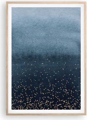 Produktbild von Gerahmtes Poster - Rahmen in heller Eiche - Blau Golden Hintergrund - 70x100 cm - Wand Bild - Wanddeko - Wandbilder - Kunstposter - Wandposter - Bilderrahmen - Bilder - Kunstdruck - P2NPA70x100-5094