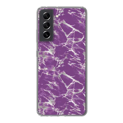 Produktbild von MuchoWow® Handyhülle Schutzhülle Hülle für Samsung Galaxy S21 FE Violett - Weiß - Marmor - Muster Silikon Softcase Handy Hülle - Mobiltelefonhülle