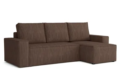 Produktbild von MR GROUP Ecksofa L Form Bergamo 240 x 142 cm mit Schlaffunktion und Bettkasten Couch Cord Schlafsofa Schlafcouch Sofa universale Seite, braun