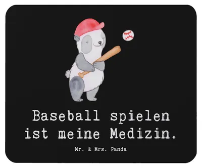 Produktbild von Mr. & Mrs. Panda Mauspad Panda Baseball spielen - Schwarz - Geschenk, Baseballplatz, mausteppich, Ballsport, Mousepad, Mouse Pad, Baseballverein, mousematte, laptop