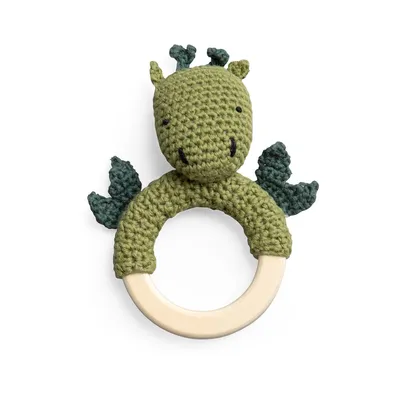 Produktbild von Sebra goldige Baby Häkelrassel Greifling crochet Drache Dragon grün