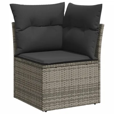 Produktbild von Garten-Ecksofa mit Kissen Grau Poly Rattan