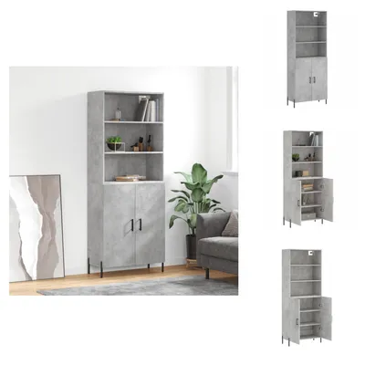 Obrázok produktu pre vidaXL Highboard concrete grey 69,5x34x180 cm materiál na báze dreva - Bočnice