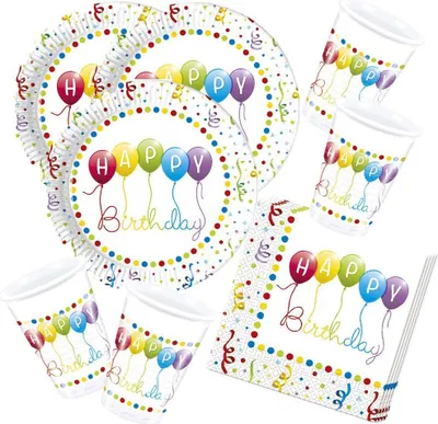 Produktbild von Happy Birthday Streamers 52-teiliges Geburtstag Kinder Party Set 8 Kinder