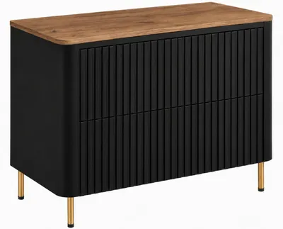 Imagen del producto de Mueble de baño de 80 cm, color , frente de madera con acabado "Craft Roble", patas doradas, dimensiones: 80,8 x 44,2 x 65 cm, Imagen generada por IA