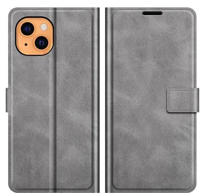 Produktbild von Mobigear Wallet Schutzhülle für iPhone 13, Klapphülle mit Geldbörsenfunktion - Grau