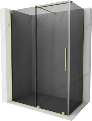 Image de Mexen Velar cabine de douche coulissante 150 x 70 cm, graphite, or brossé - 871-150-070-41-55