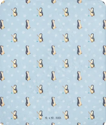 Produktbild von Mr. & Mrs. Panda Wärmedecke Pinguin marschieren 130 x 155 cm - Blau - Geschenk, Bruder, Familie, Spazieren, Heimdecke, Langschläfer, Plaid, Kuscheldecke, Tagesdecke