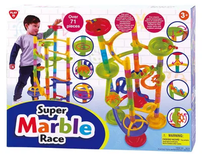 Produktbild von Play Murmelbahn Super Race - bunte Konstruktionsspielzeug 71-teilig