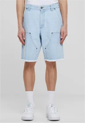 Image de Urban Classics Shorts en denim à deux genoux pour hommes, à bords ouverts, bleu clair délavé - 32