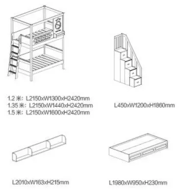 Produktbild von Hochbett weiß Holz Etagenbett Stockbett Doppelstockbett Kinderbett Jugendbett