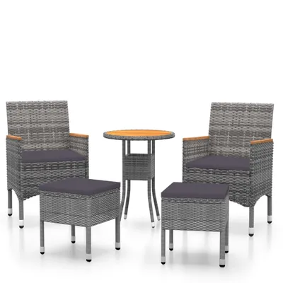 Obrázok produktu pre vidaXL 5-dielna záhradná súprava Poly Rattan Grey