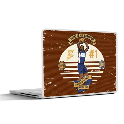 Produktbild von MuchoWow® Laptop Aufkleber Sticker Cover Mancave - Basketball - Retro - Rot 30x21 cm - Sticker für Laptop - Selbstklebend