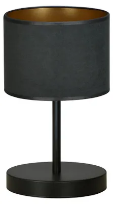 Image de Lampe de table Hilde en acier noir avec intérieur doré
