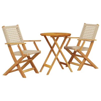 Obrázek produktu pro vidaXL 3dílný bistro set z béžového polyratanu a masivního dřeva