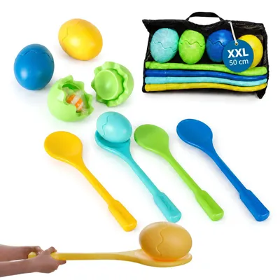 XXL Eierlauf-Set, 4 Löffel & 4 Eier, ab 3 Jahren
