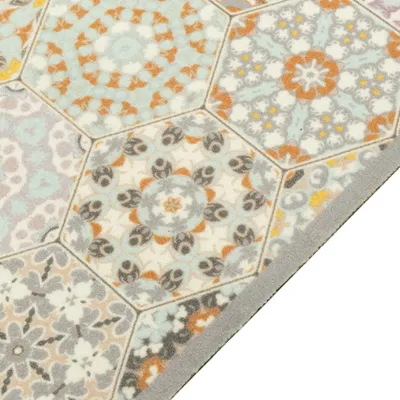 Produktbild von vidaXL Küchenteppich Waschbar Hexagon Pastell 60x300 cm Samt